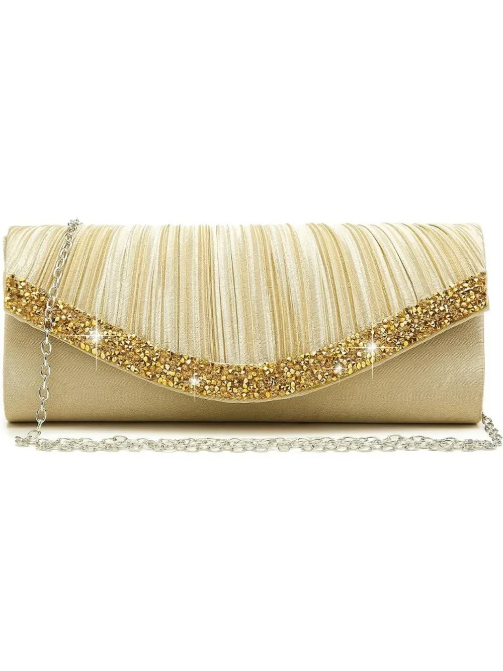Women's Gold Rhinestone Evening Clutch Purse Formal Hand Bag Prom Party BagThis